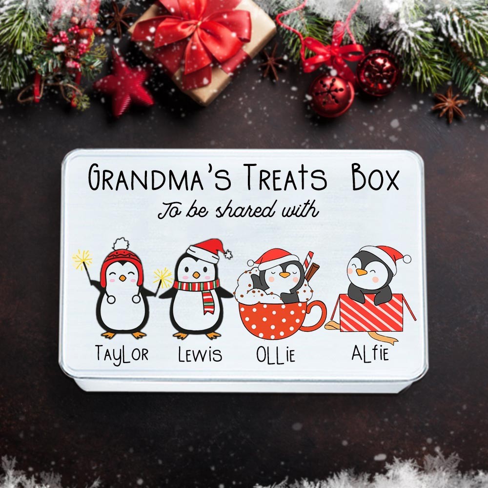 Personalized Christmas Gift Tin, Cute Animal Metal Storage Tin, Santa Snowman Penguins Sweet Treats Box, Home Organizer House Warming Gifts