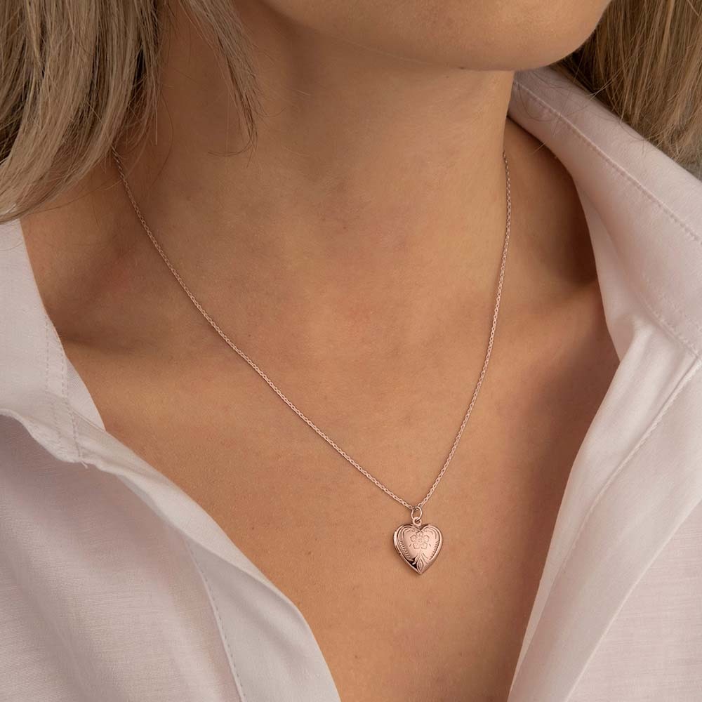 Colar de medalhão de coração personalizado com flor, colar de foto, colar de prata esterlina, colar delicado/pequeno medalhão, presente para esposa/menina/mãe