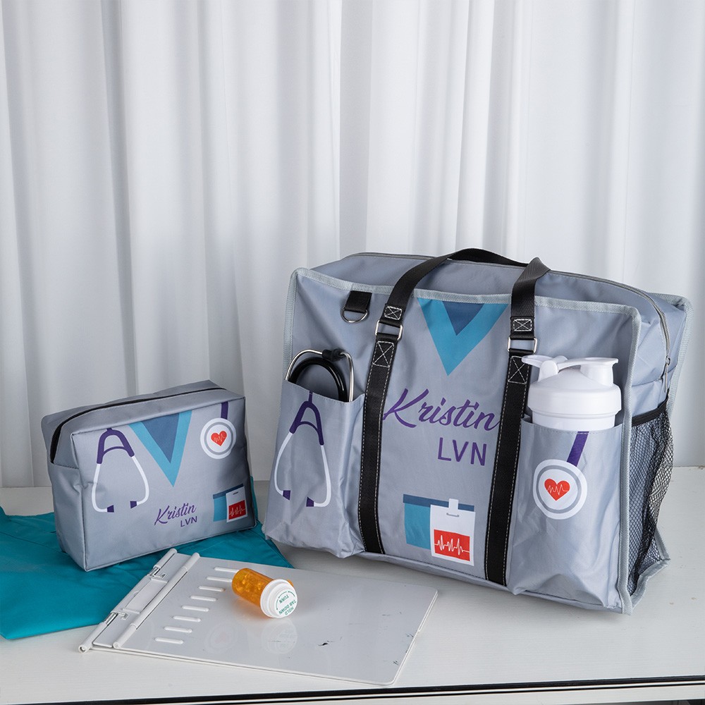 Große Krankenschwester-Tragetasche aus Canvas für die Arbeit, kleine Stilltasche mit Reißverschluss, Dankesgeschenk zur Krankenschwesterwoche für RN CNA LPN Medizinisches Personal