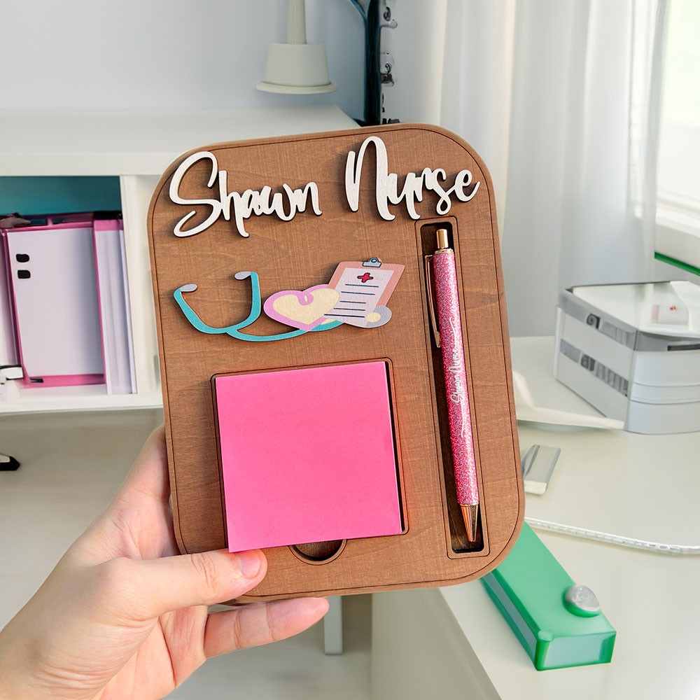 Personalized Medical Themed Sticky Note Holder, Custom Name Post-it Holder with Pen Slot, Doctor/Nurse Gift, Graduation Gift, Gift for Her