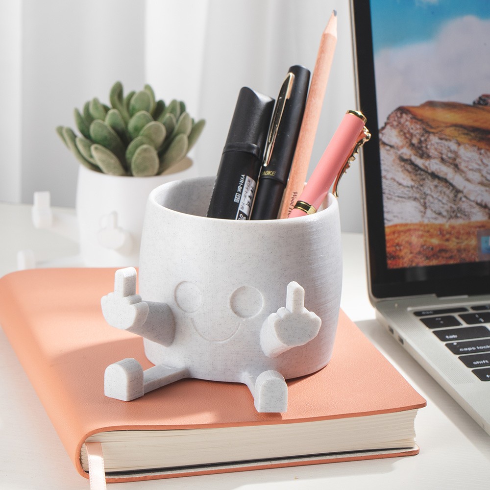 Middle Finger Happy Planter, Kawaii Planter, Planter with Face, Planter with Middle Finger, Succulent Planter, Indoor Planter