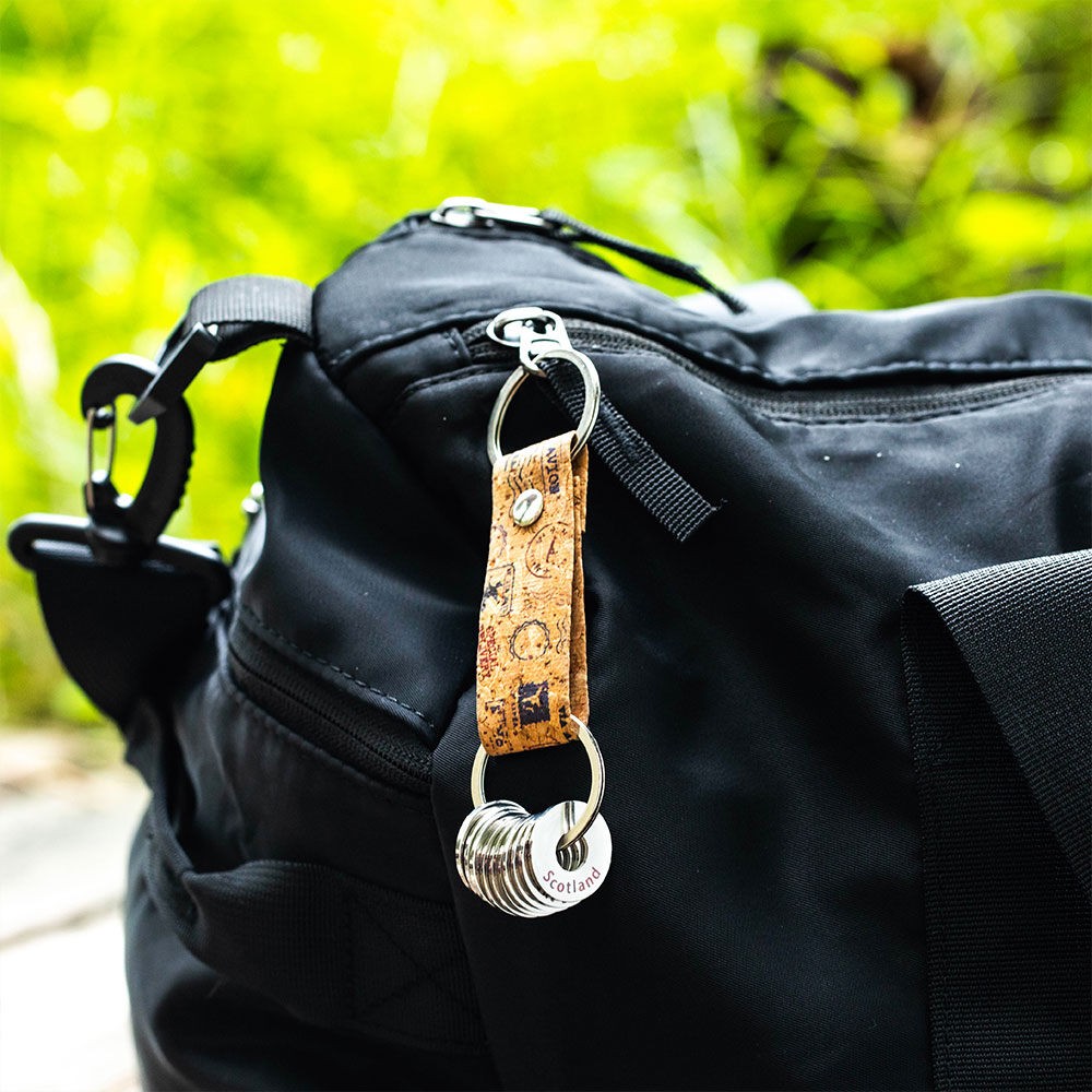 Custom Passport Keychain & Country Tokens Bundle, Vegan Leather Keychain with Multiple Brass Charms, Travel Keepsake, Gift for Family/Friend/Lover