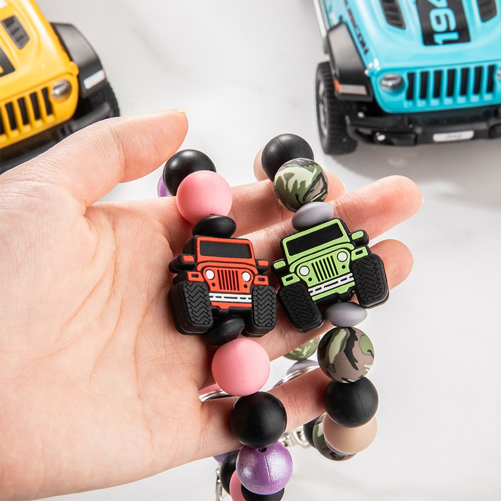 Car Charm Wristlet, Silicone Bead Wristlet, Car Keychain, Adjustable Wristlet, Car Lovers Gift, Guy Gift, Gift for Dad/Boyfriend