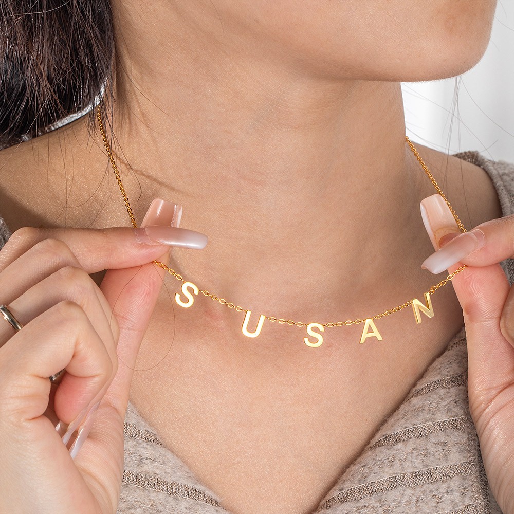 Personalized 1-8 Initial Name Necklace, Sterling Silver 925 Letter Necklace for Woman, Minimalist Letter Jewelry, Birthday/Christmas Gift for Women/Girls