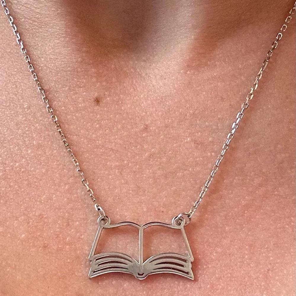 Custom Book Birth Flower Necklace, Rose Necklace, Sterling Silver Necklace, Gift Book Lover, Mother's Day/Birthday/Wedding Gift for Mom/Bridesmaids