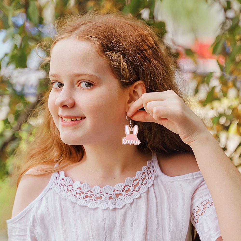 pink bunny earrings