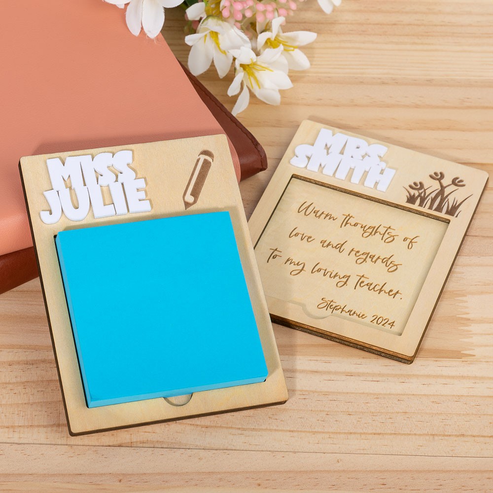 Personalized Sticky Note Holder for School Desk, Teacher Appreciation Gifts, Custom Post It Notes Holder, Best Teacher Gifts, End of the Year Gift
