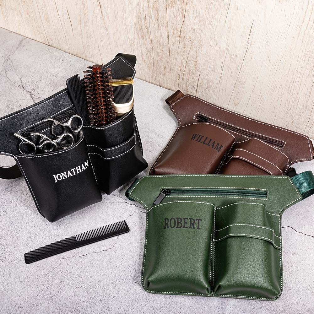 Custom Hairdresser Scissor Bag, Barber Leather Waist Pouch, Hairdressing Tools Storage with Waist Belt, Hair Stuff Travel Bag Hairstylist Must Haves