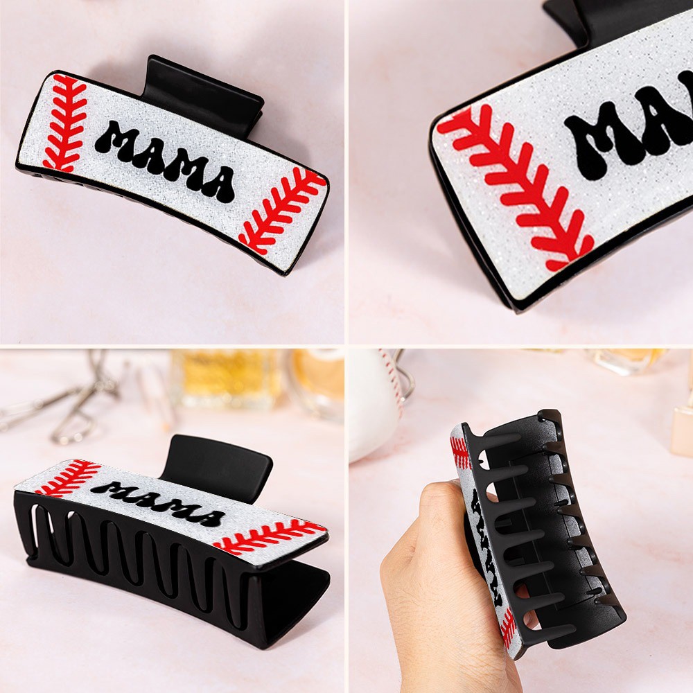 Personalized Baseball Glitter Claw Clip for Women, Custom Name Sports Hair Clip, Hair Accessory, Birthday/Anniversary Gift for Baseball Lover/Mom/Her