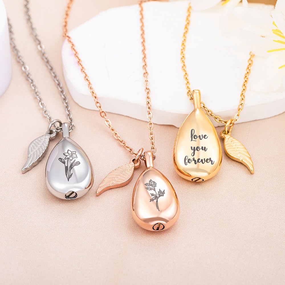 Birth Flower Drop Um Necklace