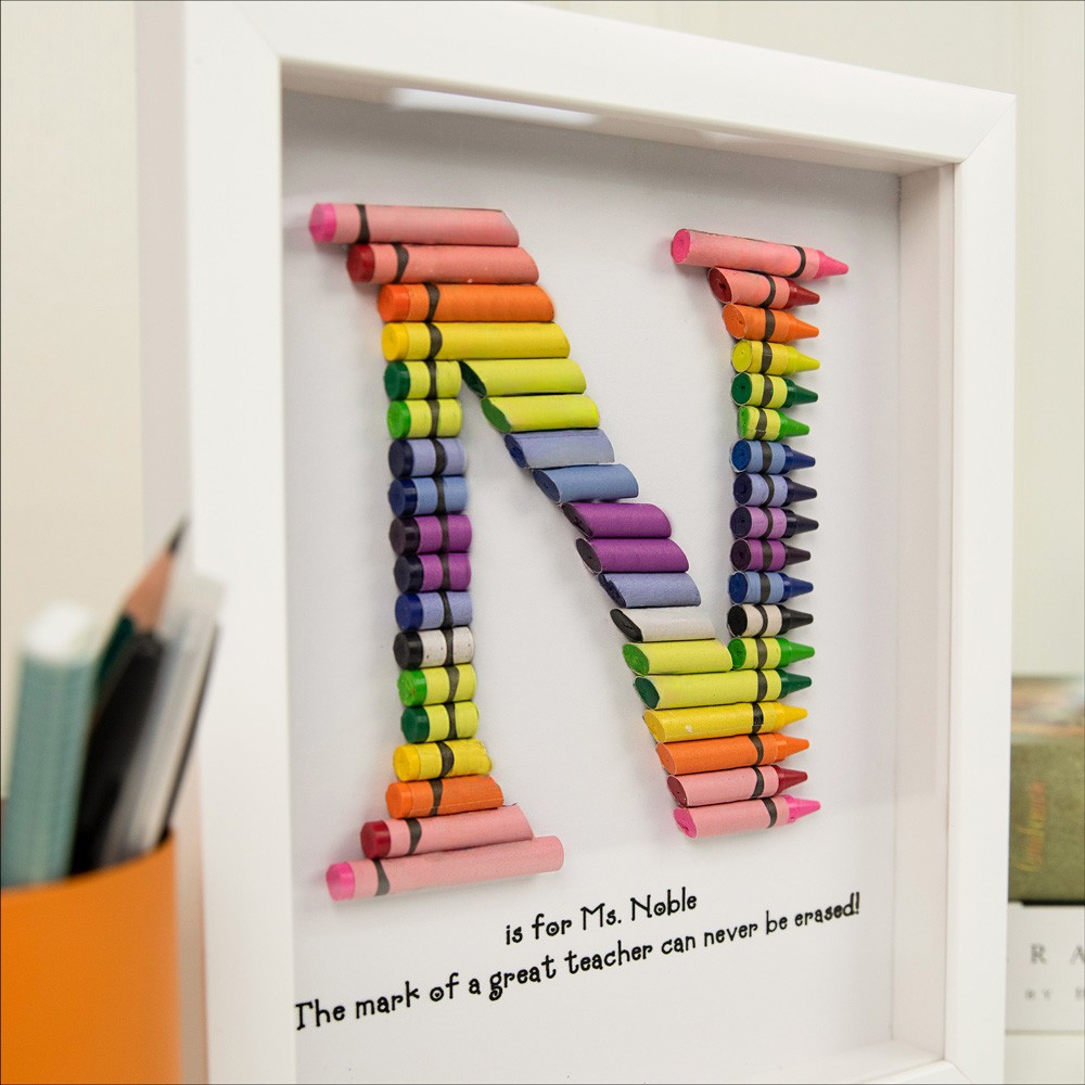 Personalized Rainbow Crayon Letter with Frame Gift For Teachers