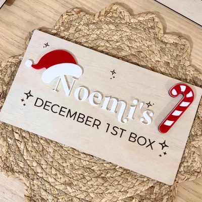 Personalized Name Tag Christmas Eve Box, Wooden December 1st Gift Box, Christmas Eve Crate, Family Holiday Keepsake, Christmas Gift for Kids/Family