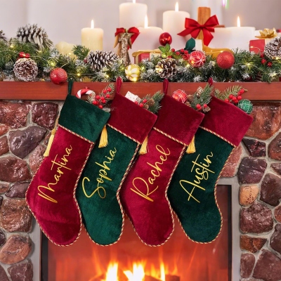 Personalized Name Family Christmas Stocking, Festival Fireplace Christmas Decor, Tree Hanging Ornament, Christmas Gift for Family/Kids