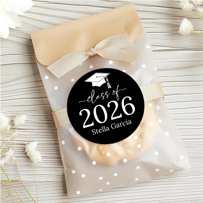 Custom Name Class of 2026 Graduation Stickers, Self-Adhesive Round Graduation Party Invite Envelope Seal Labels, Gifts for Graduates