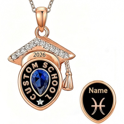 Personalisierte Halskette mit Geburtsstein und Namen, Sterlingsilber 925, graviert, Abschlussjahrgang 2026, Glückwunschgeschenk, Geschenk für Absolventen
