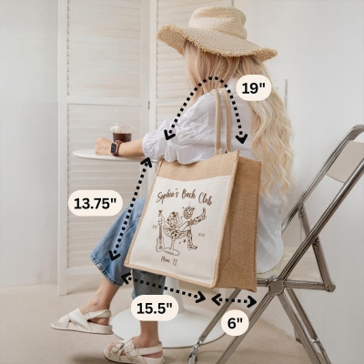 Personalisierte Jute-Tasche für den Junggesellinnenabschied, Sommerurlaubstasche für Mädels/Strandtasche, Gastgeschenk für den Junggesellinnenabschied, Geschenk zur Brautparty/Hochzeit für sie/Brautjungfer