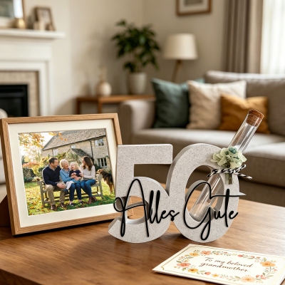 Gepersonaliseerde verjaardagsdecoratie met leeftijdsaanduiding en tekst, 0 tot 100 verjaardagsfeestdecoraties, verjaardags-/jubileumcadeau voor familie/vrienden/koppel
