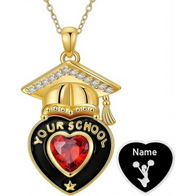 Personalisierte Geburtsstein-Herzkette mit Zirkonia und Namen, zierlicher Schmuck aus 925er Sterlingsilber, ideal als Geschenk für Schul- und Hochschulabsolventen.