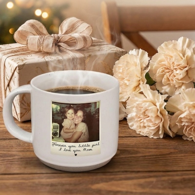Personlig fotokeramisk mugg med text, kaffekopp med polaroidfotodesign, dagligt bruk, födelsedags-/årsdagspresent till mamma/pappa från barn
