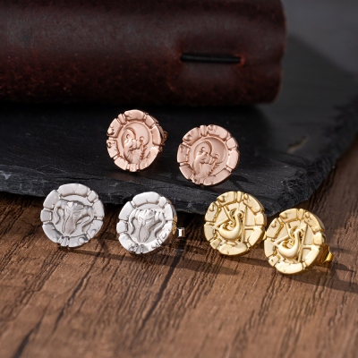 Personalized DND Class Antique Brass Stud Earrings (One Pair), DND Jewelry Gifts