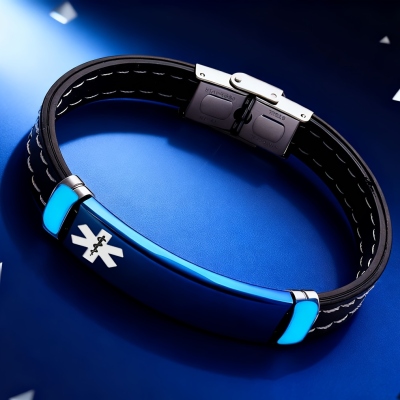 Personalized Luminous Medical Alert ID Bracelet with Text, Emergency Contact Wristband, Unisex Daily Jewelry, Birthday Gift for Men/Women/Family