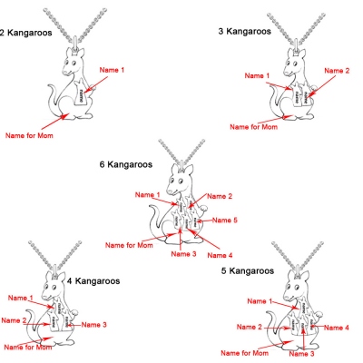 Personalized Kangaroo Family Necklace