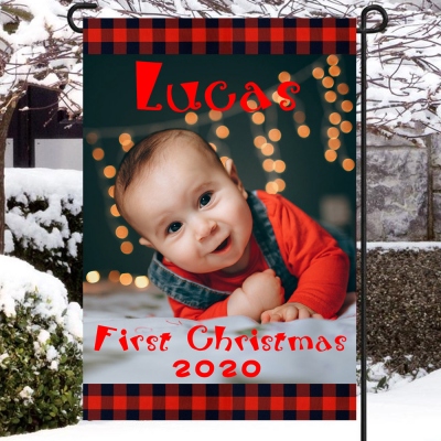 Personalized Chirstmas Garden Photo Flag Holiday Yard Flag