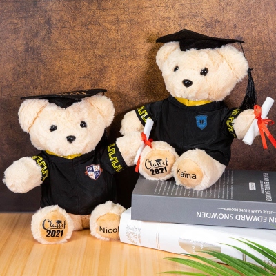 Ours en peluche de fin d'études sur mesure avec insigne d'école