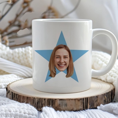 Gepersonaliseerde grappige mok met sterrengezicht en naam, 325 ml/445 ml tweekleurige keramische koffie- en theekop, voor dagelijks gebruik, verjaardagscadeau/grappig cadeau voor vriend/familie/collega