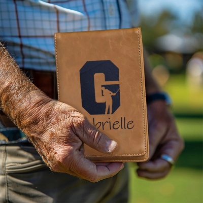 Custom Initial & Name Golf Scorecard Holder, Leather Golf Yardage Book Cover, Golf Accessories, Birthday/Father's Day Gift for Him/Dad/Golf Lovers