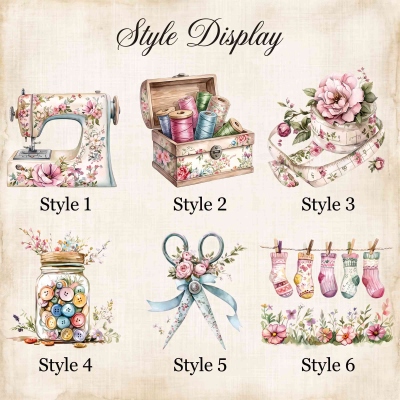 Watercolor Sewing Elements