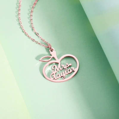 Personalized Apple Name Necklace for Teachers