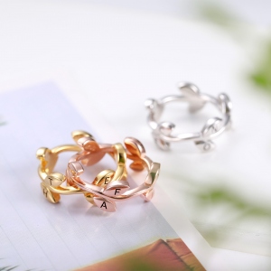 Personalized Initial Leaf Stackable Ring