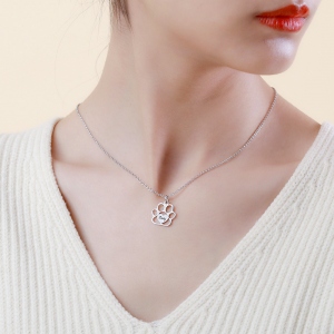 Personalized Pet Footprint Name Necklace
