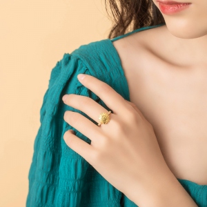 Personalized Sunflower Monogram Ring