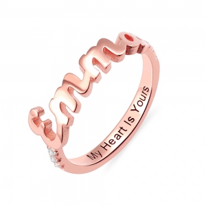 Personalized Dainty Name Birthstone Ring