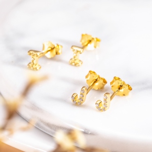 Personalized Initial Studs Alphabet Earrings 2 Pack