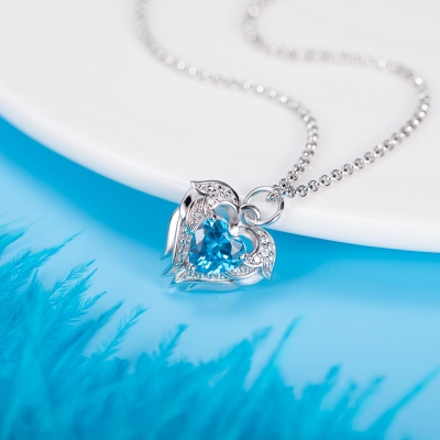 Personalized Angel Wings Birthstone Ring & Necklace
