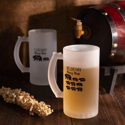 Personalized Papa Bear Beer Glass for Dad