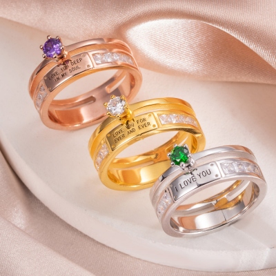 Personalized Double Layer Birthstone Ring