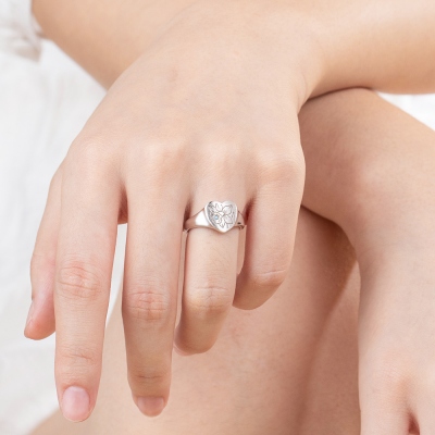 Personalized Birth Flower Signet Ring