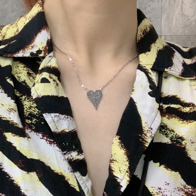 Personalized Pave Birthstone Heart Necklace
