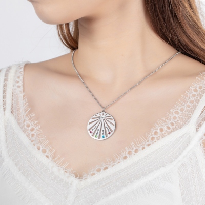 Personalized Circle Family Necklace with Birthstone