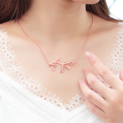 Personalized Family Tree Branch Birthstone Necklace/Bracelet