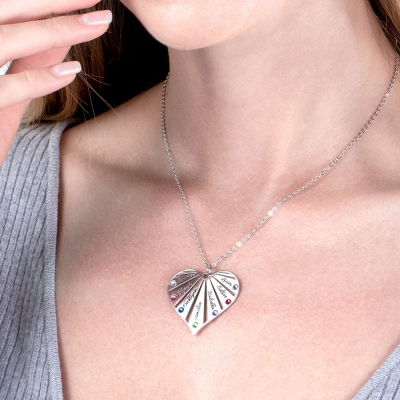 Family Heart Name Necklace with Birthstone
