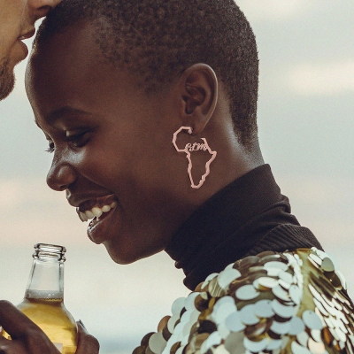 Personalized Africa Map Hoop Earrings