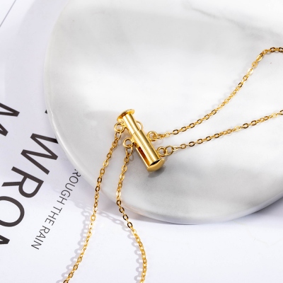 Personalized Double-Layer Initial Necklace with Birthstone