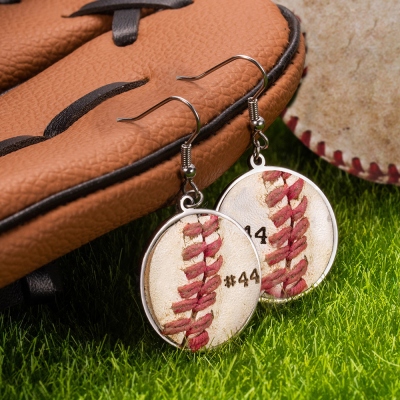 Collier/boucles d'oreilles en cuir de baseball personnalisé Bijoux de sport