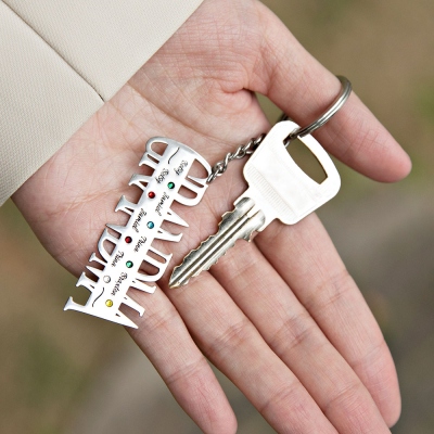 Customized 1-12 Family Names Key Chain Gift for Mother