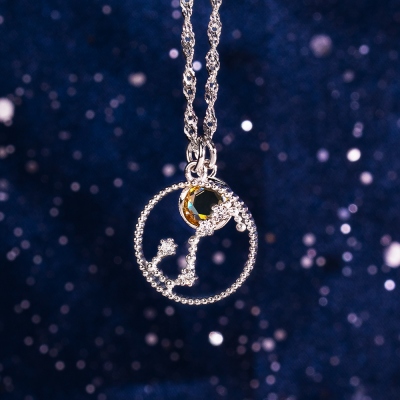 Personalisierte Birthstone Zodiac Halskette Geburtstagsgeschenk